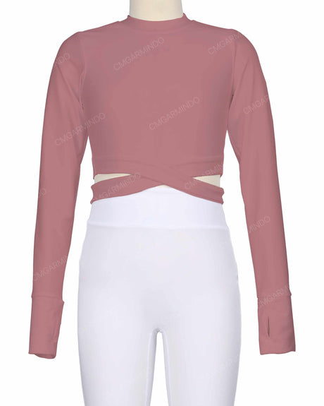 Long Sleeve Cross Waist Top