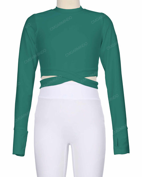 Long Sleeve Cross Waist Top