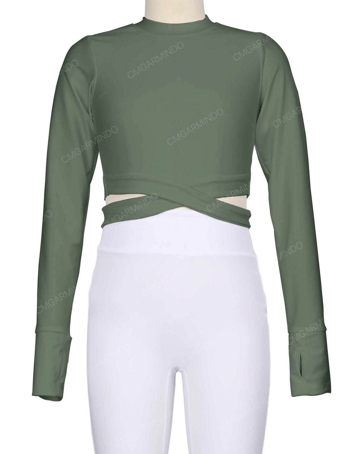 Long Sleeve Cross Waist Top