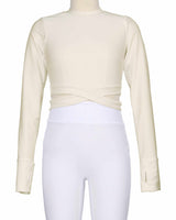 Long Sleeve Cross Waist Top