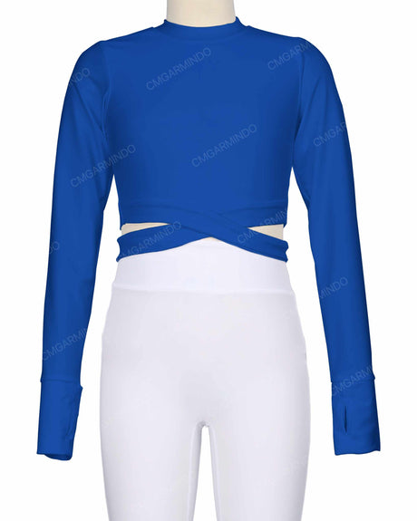 Long Sleeve Cross Waist Top