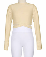Long Sleeve Cross Waist Top