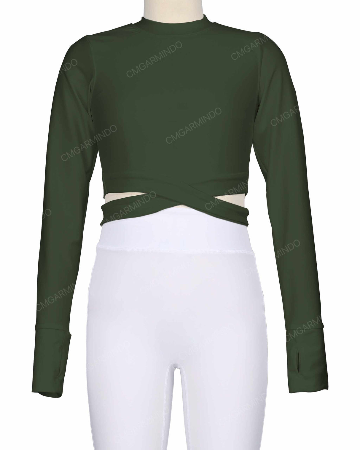 Long Sleeve Cross Waist Top