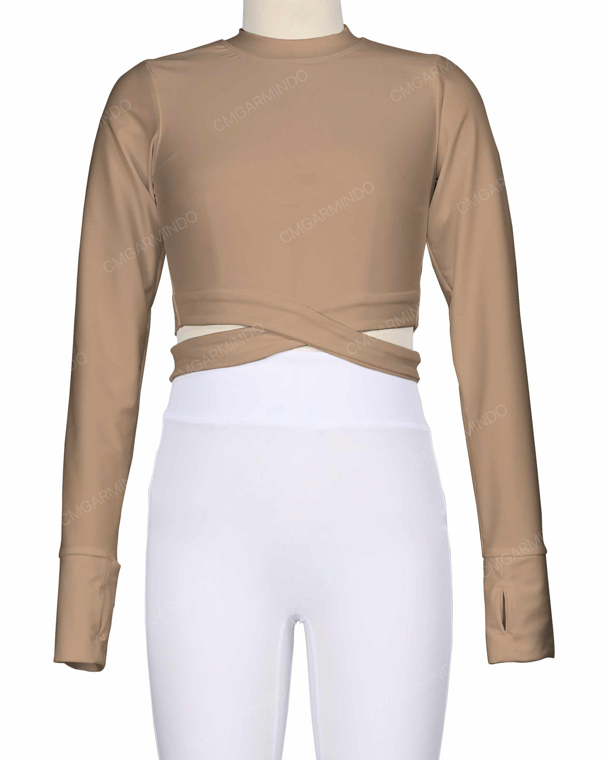 Long Sleeve Cross Waist Top