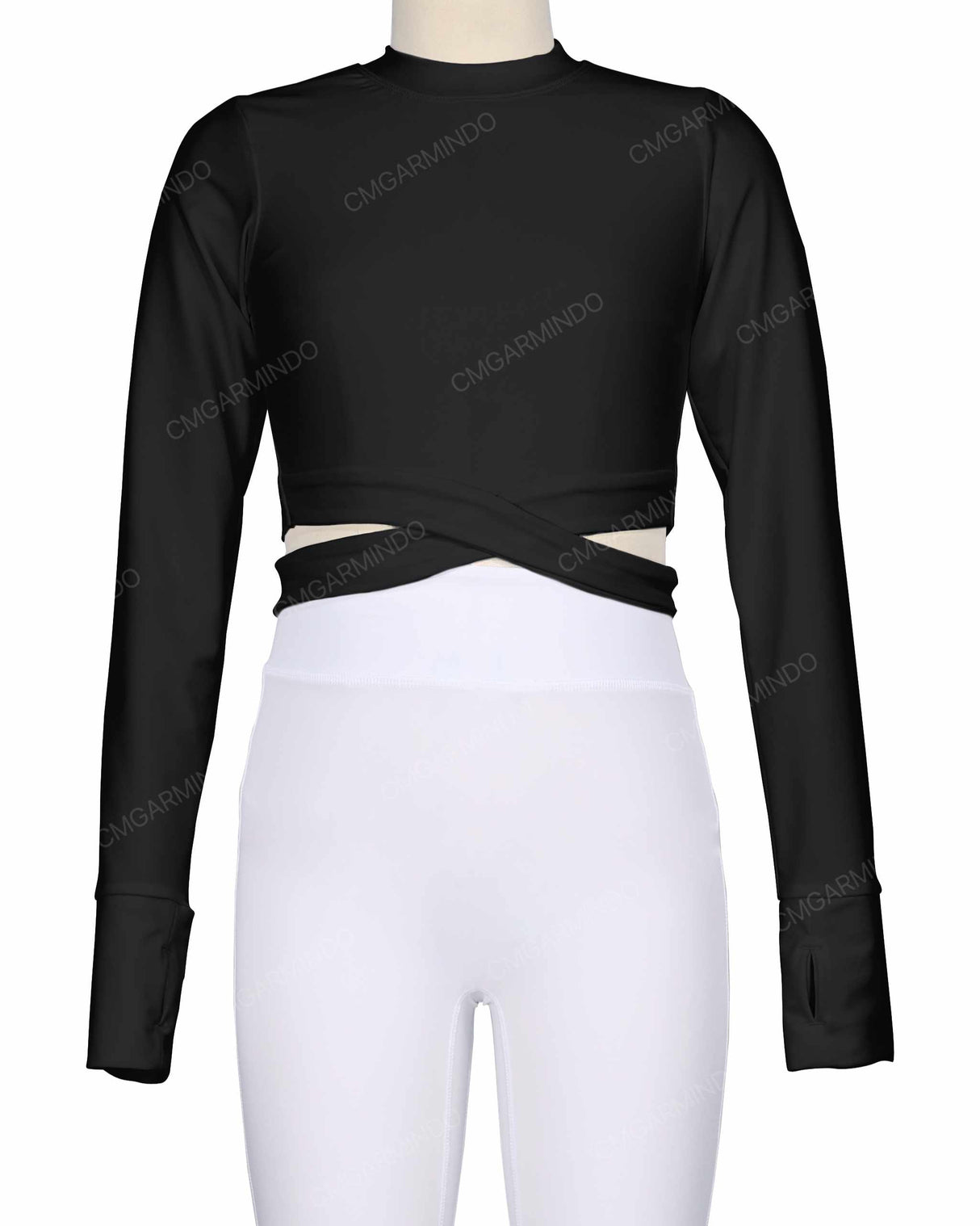 Long Sleeve Cross Waist Top