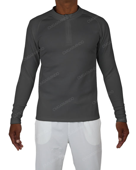 Fitted 1/4 Zip Long Sleeve Raglan T-Shirt