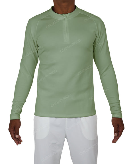 Fitted 1/4 Zip Long Sleeve Raglan T-Shirt