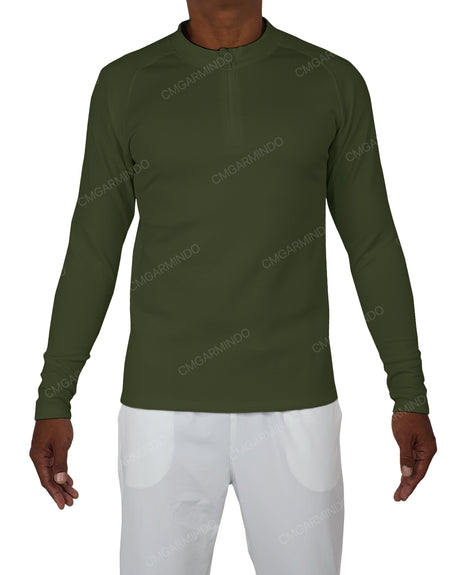 Fitted 1/4 Zip Long Sleeve Raglan T-Shirt