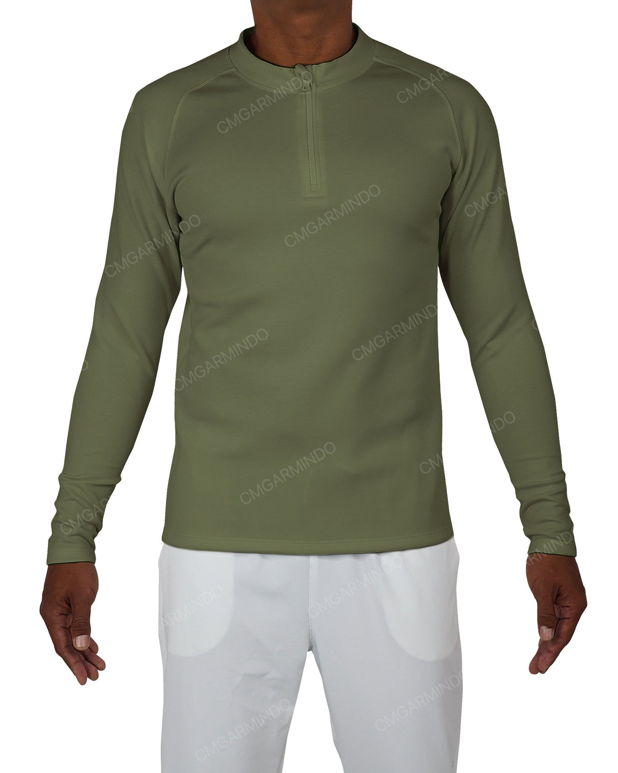 Fitted 1/4 Zip Long Sleeve Raglan T-Shirt