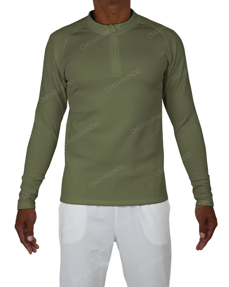 Fitted 1/4 Zip Long Sleeve Raglan T-Shirt
