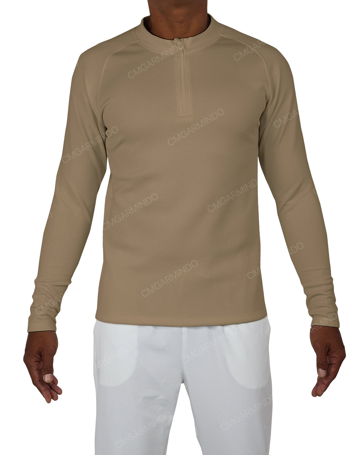 Fitted 1/4 Zip Long Sleeve Raglan T-Shirt