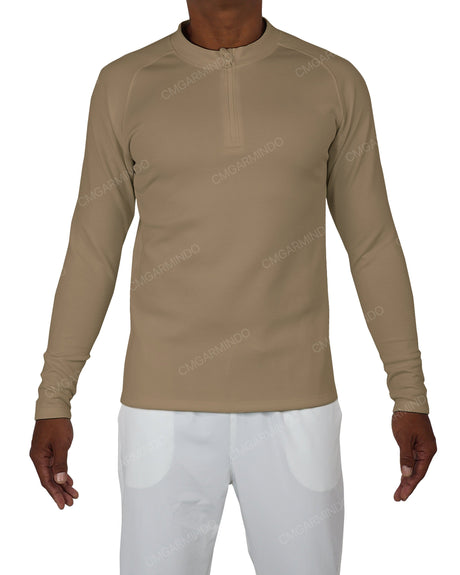 Fitted 1/4 Zip Long Sleeve Raglan T-Shirt