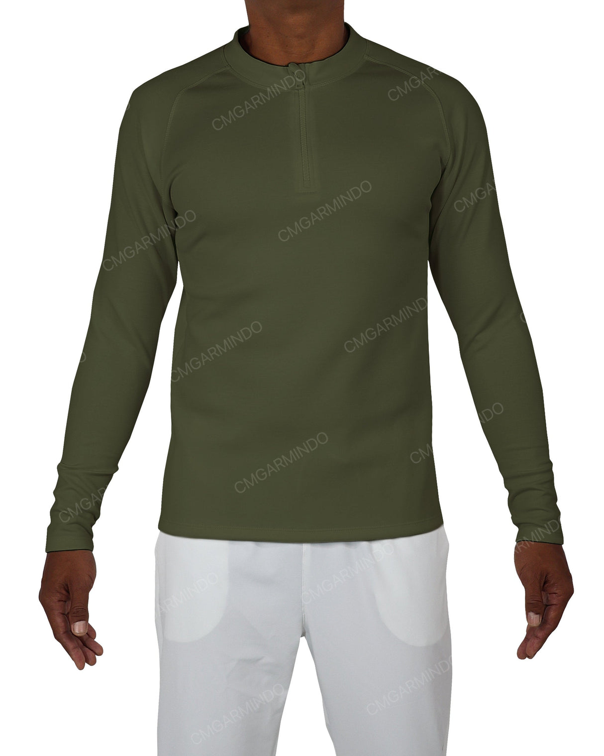 Fitted 1/4 Zip Long Sleeve Raglan T-Shirt