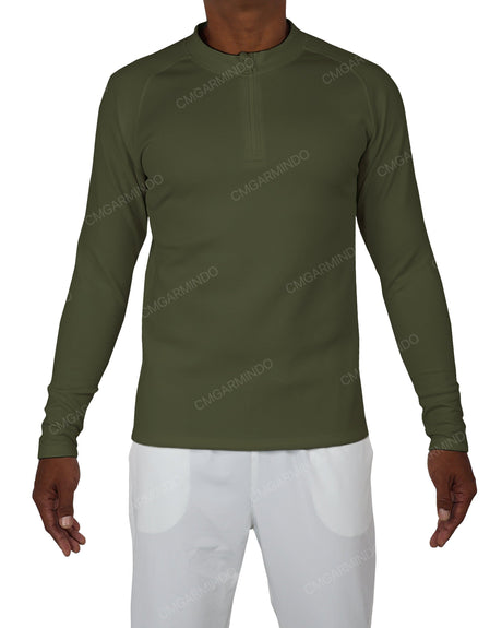 Fitted 1/4 Zip Long Sleeve Raglan T-Shirt