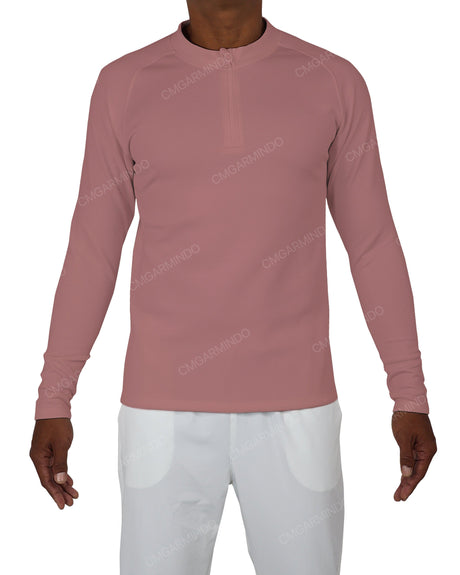 Fitted 1/4 Zip Long Sleeve Raglan T-Shirt