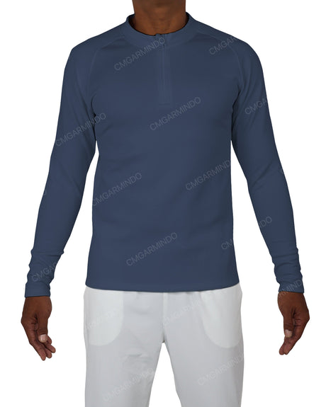 Fitted 1/4 Zip Long Sleeve Raglan T-Shirt