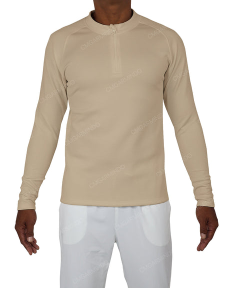 Fitted 1/4 Zip Long Sleeve Raglan T-Shirt