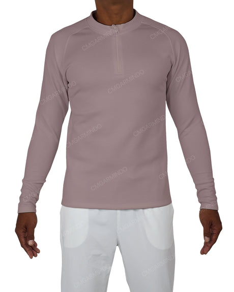Fitted 1/4 Zip Long Sleeve Raglan T-Shirt