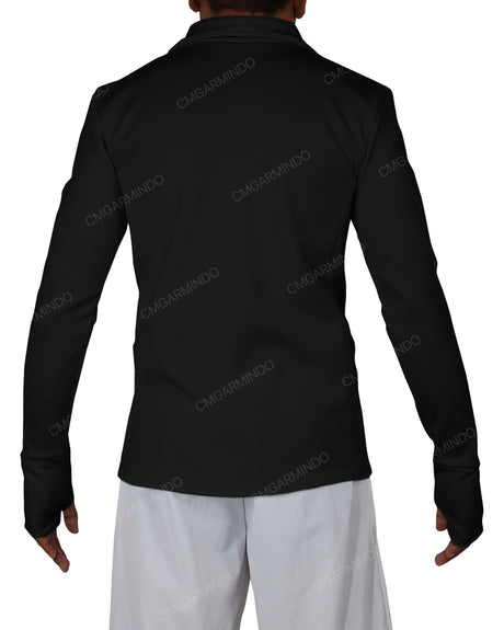 High Neck Long Sleeve Zip Up Top