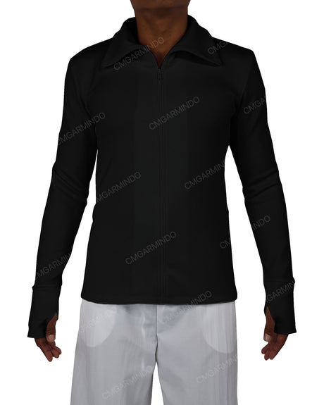 High Neck Long Sleeve Zip Up Top