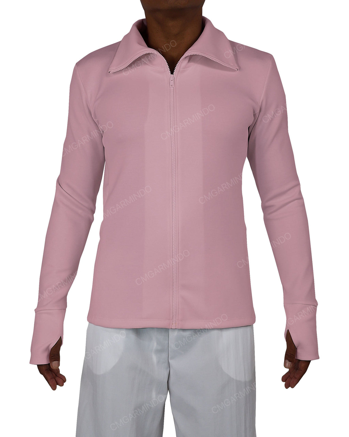 High Neck Long Sleeve Zip Up Top