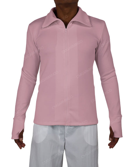 High Neck Long Sleeve Zip Up Top