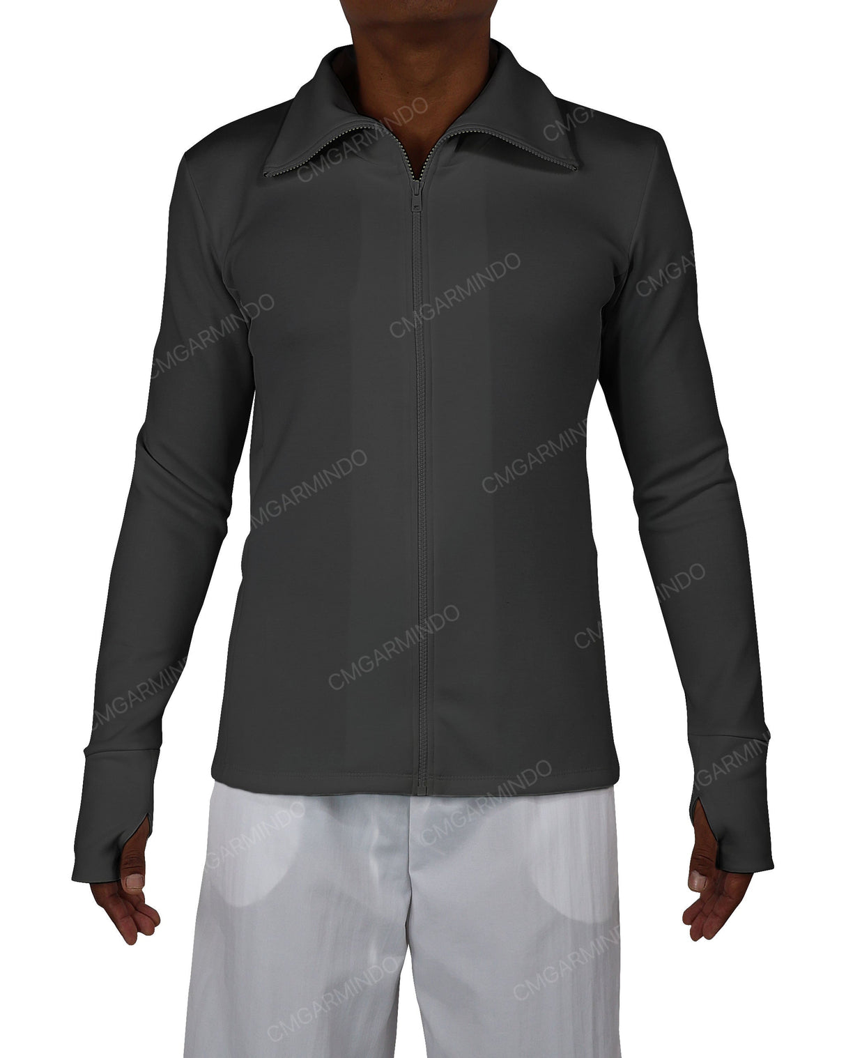 High Neck Long Sleeve Zip Up Top