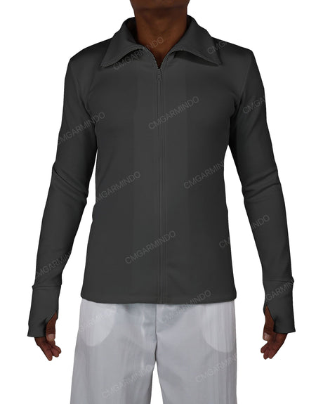 High Neck Long Sleeve Zip Up Top