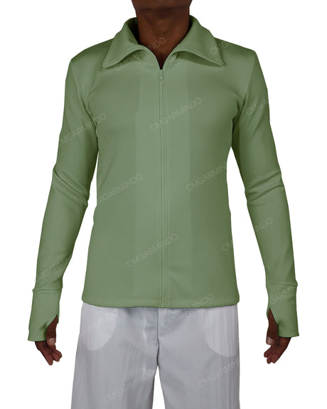 High Neck Long Sleeve Zip Up Top