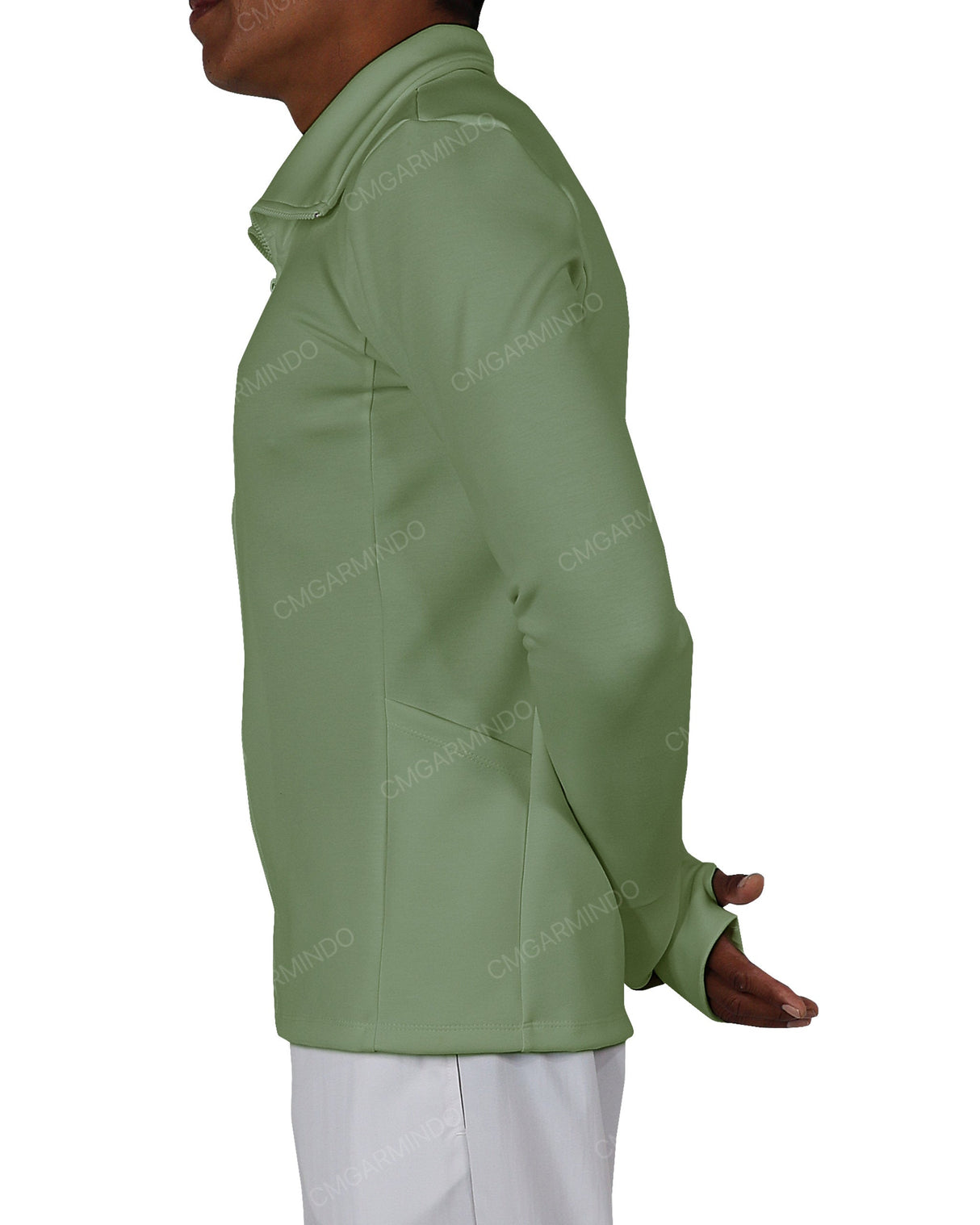 High Neck Long Sleeve Zip Up Top