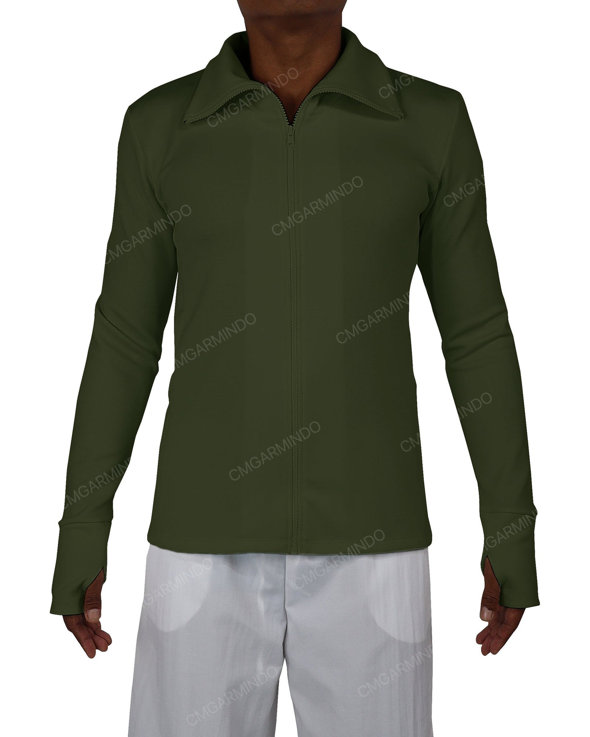 High Neck Long Sleeve Zip Up Top