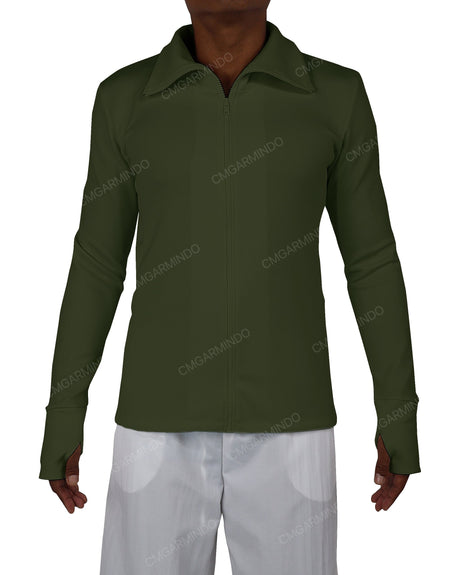 High Neck Long Sleeve Zip Up Top