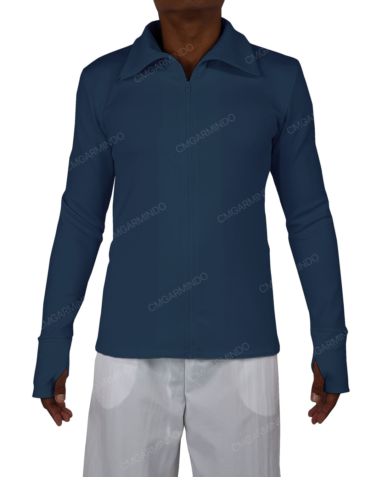 High Neck Long Sleeve Zip Up Top