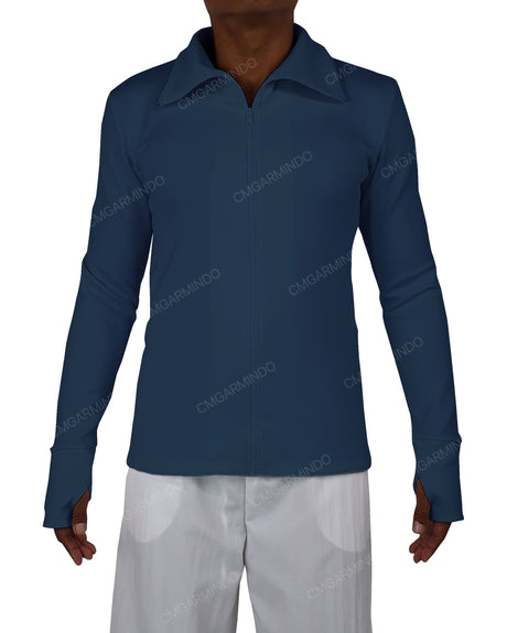 High Neck Long Sleeve Zip Up Top