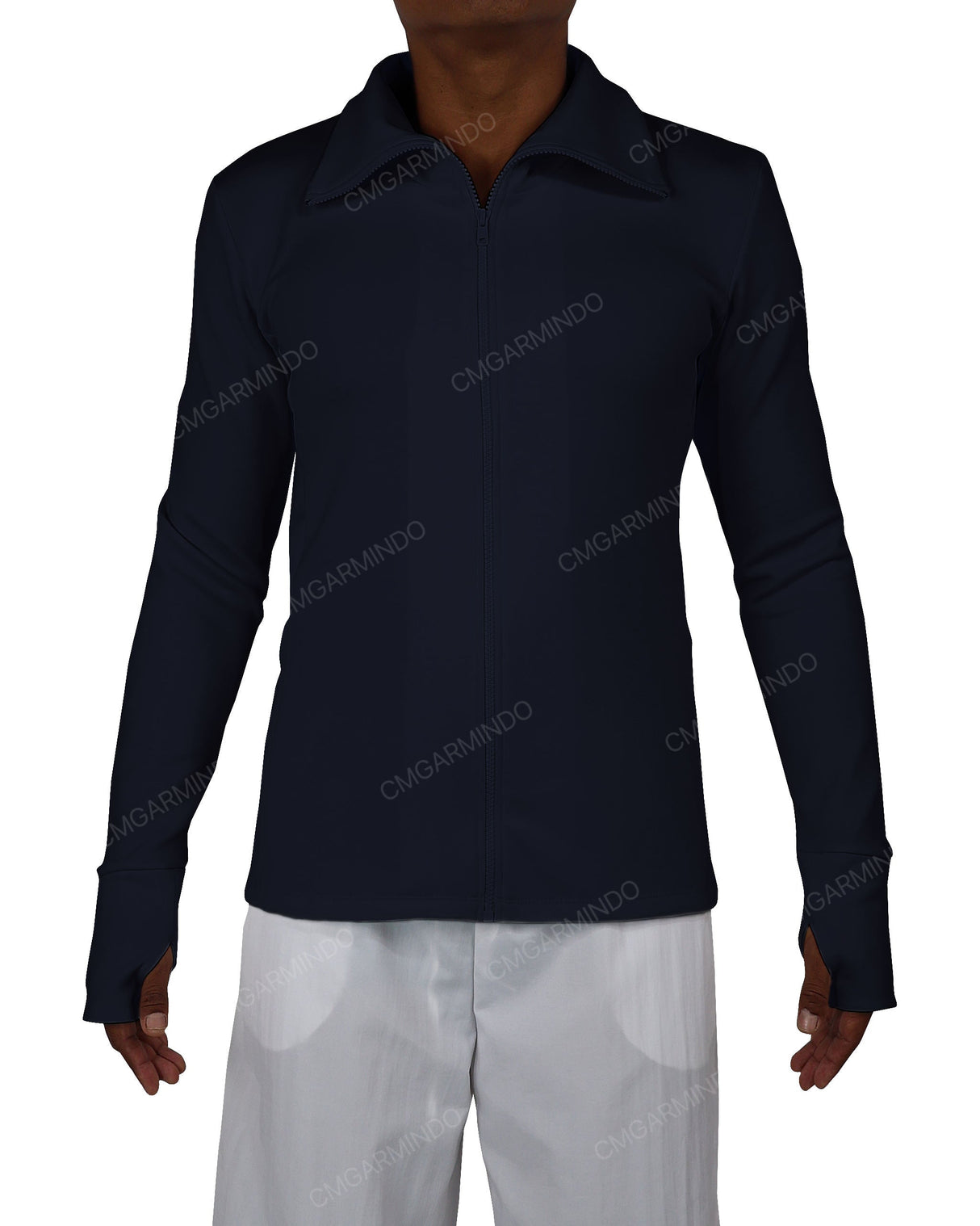 High Neck Long Sleeve Zip Up Top