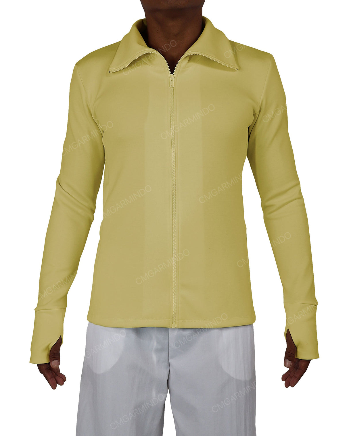 High Neck Long Sleeve Zip Up Top