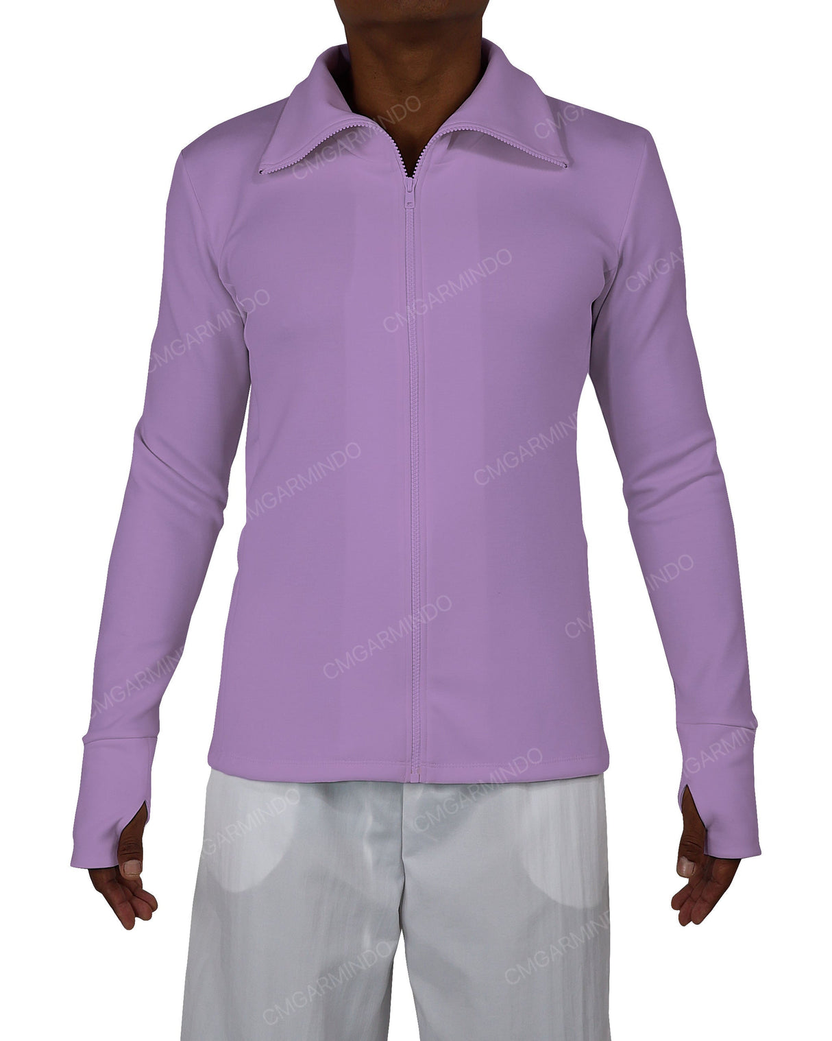 High Neck Long Sleeve Zip Up Top
