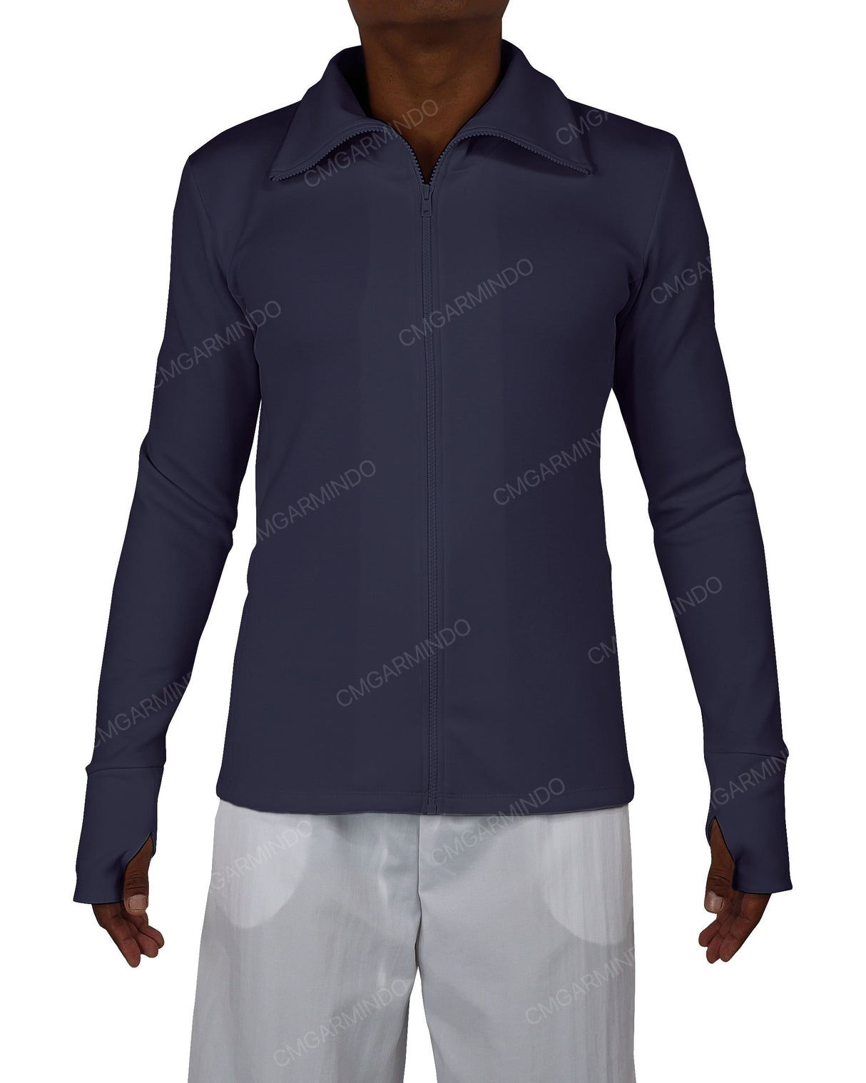 High Neck Long Sleeve Zip Up Top