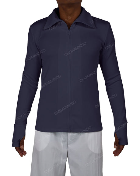 High Neck Long Sleeve Zip Up Top