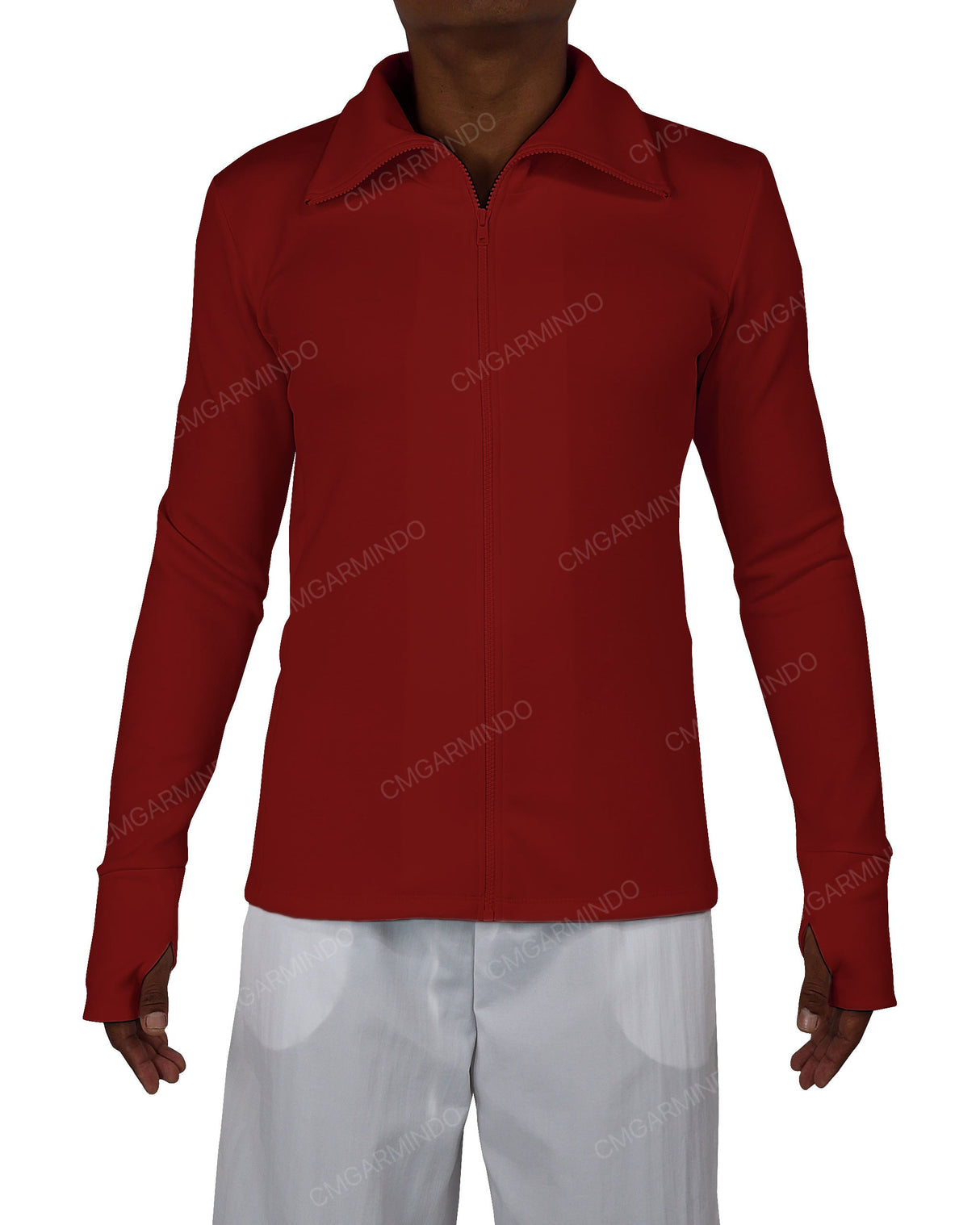 High Neck Long Sleeve Zip Up Top