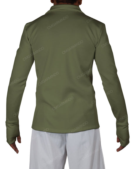 High Neck Long Sleeve Zip Up Top