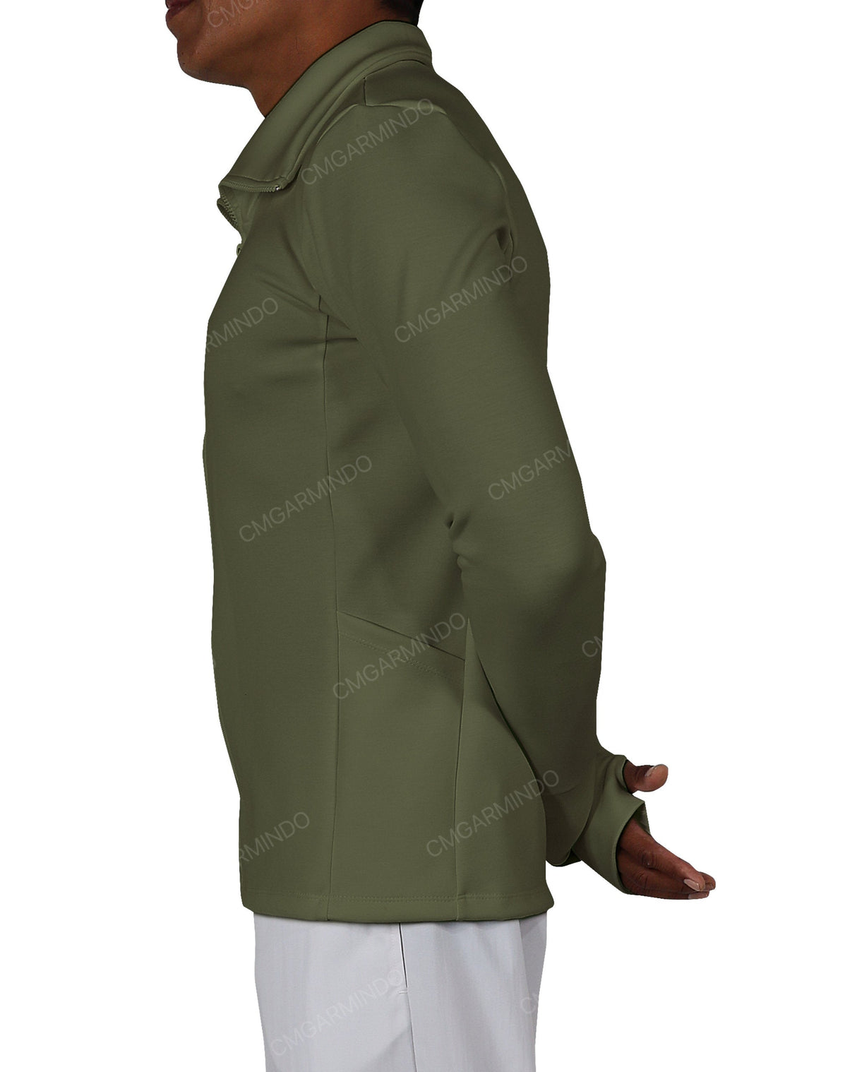 High Neck Long Sleeve Zip Up Top
