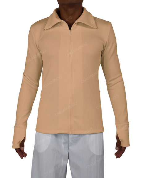High Neck Long Sleeve Zip Up Top