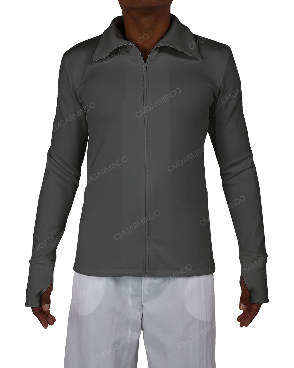 High Neck Long Sleeve Zip Up Top
