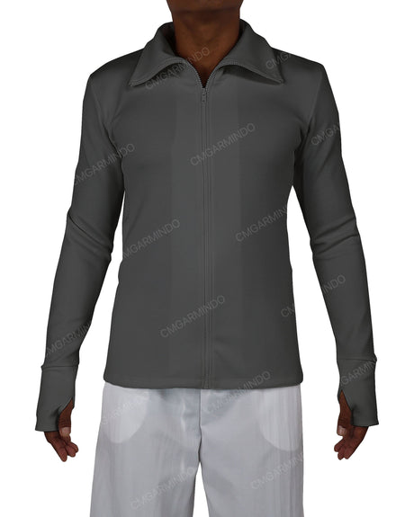 High Neck Long Sleeve Zip Up Top