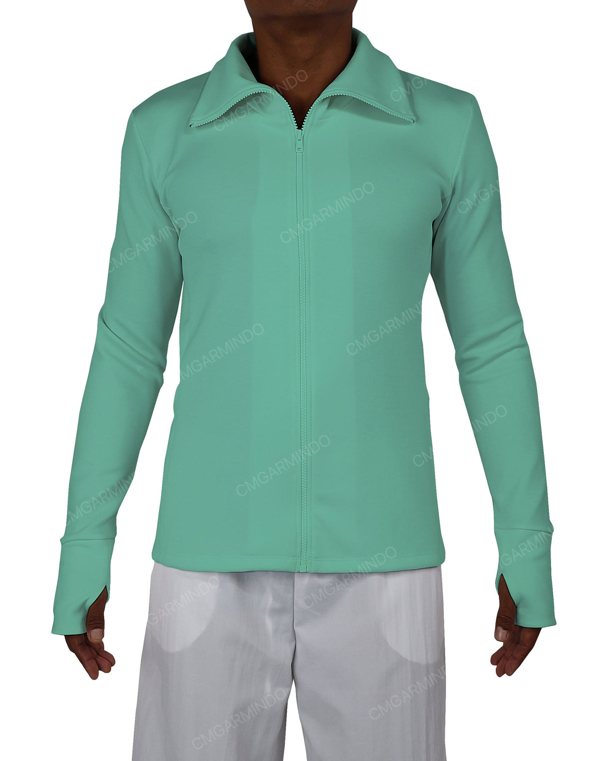 High Neck Long Sleeve Zip Up Top