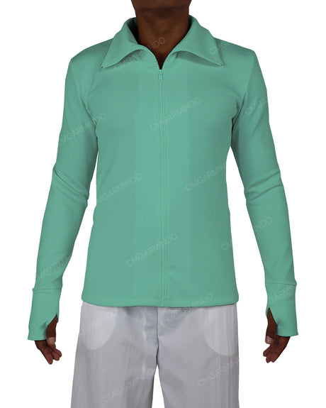 High Neck Long Sleeve Zip Up Top