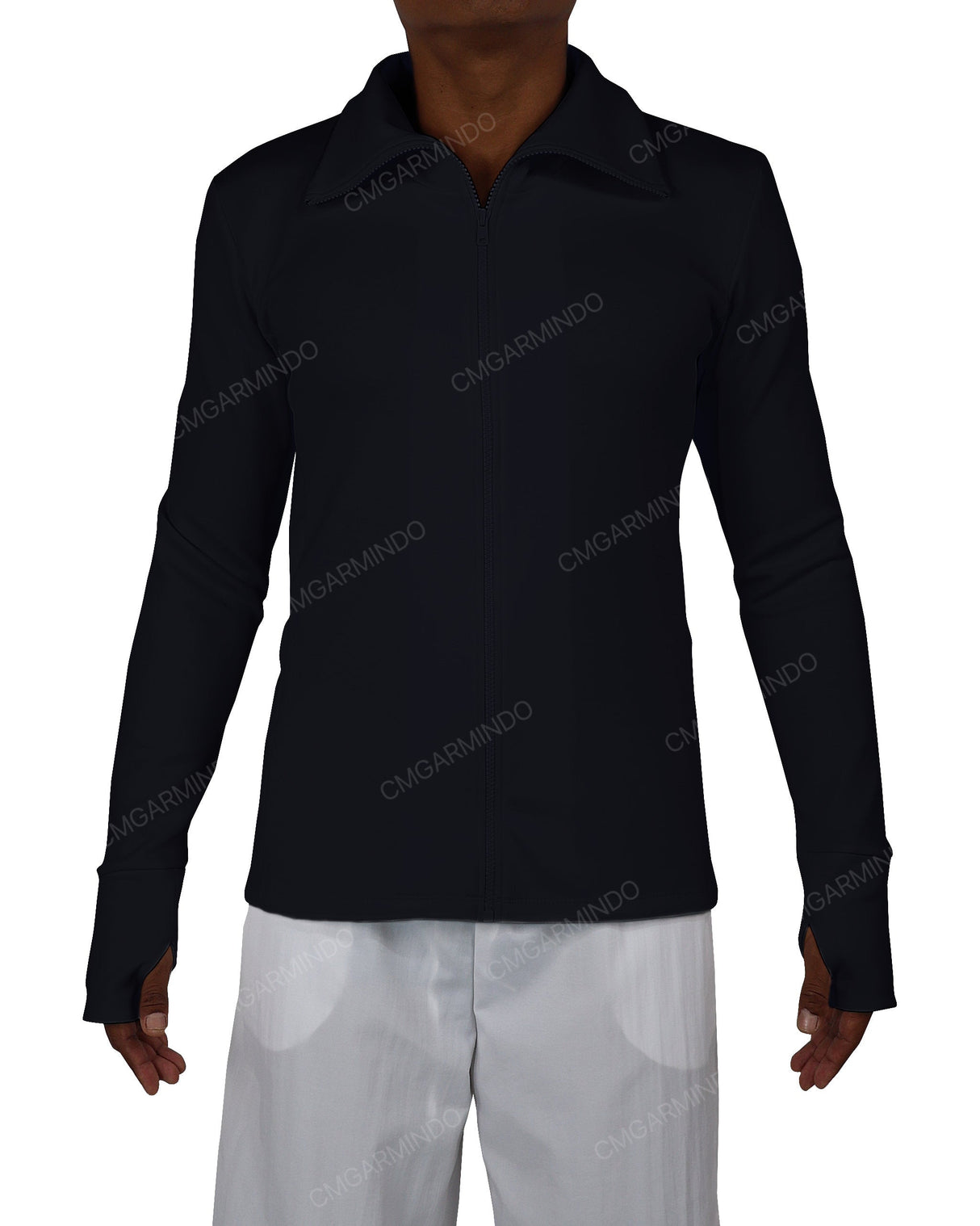 High Neck Long Sleeve Zip Up Top