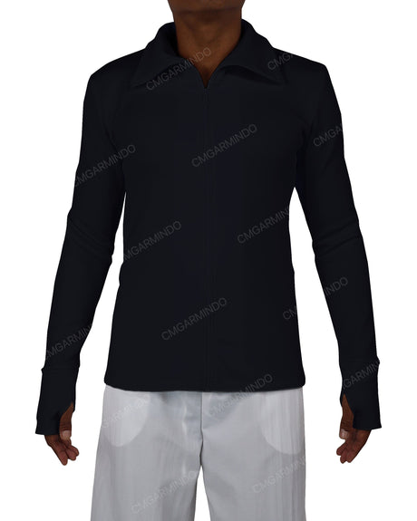 High Neck Long Sleeve Zip Up Top