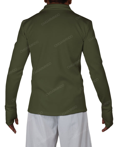 High Neck Long Sleeve Zip Up Top